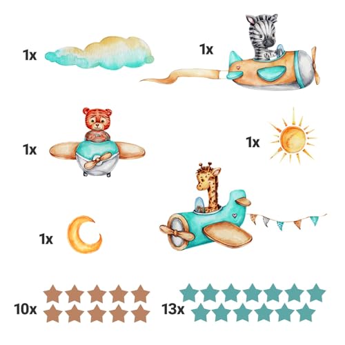 Vinilos decorativos animales y avión para habitación infantil miniatura 4