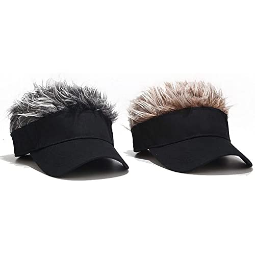 2023 Novidade Masculina Viseira de Cabelo Espiado Chapéus de Golfe Engraçados Peruca Falsa Bonés de