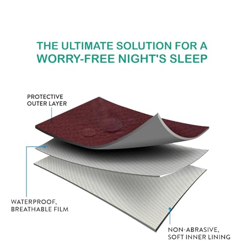 Image of Cotton Solid Waterproof Quick Dry Protector Dry Sheet|Breathable & Hypoallergenic Ultra Soft Fitted Baby Bed Protector Sheet for Toddler Children|King Size(XXL, 260x200cm, Maroon)