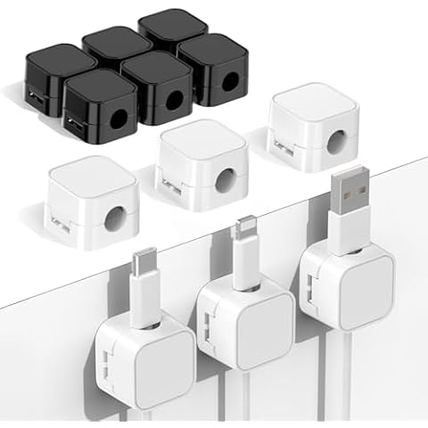 Cable Clips, 12 Pack Cord Holder, Ideal Cable Holder Management Cord Organizer Wire Keeper(Black and White) Cover