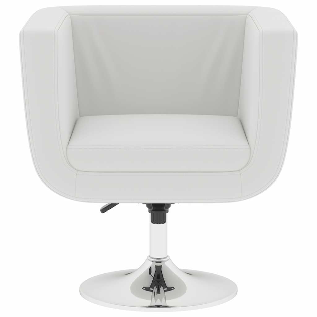 Sillón de bar moderno giratorio de piel sintética blanca, altura ajustable, base de acero cromado, para salón, dormitorio, oficina, máx. 110 kg