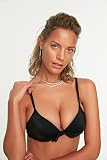 Trendyol Women's Bogen szczegółowy top bikini push-up, czarny, 36