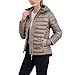 Tommy Hilfiger Leichte Pufferjacke für Damen, mit Kapuze und Tasche, Taupe, Größe M