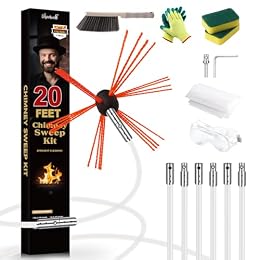 Morinoli 20 Feet Chimney Sweep Kit, Chrome Button Locking System, Chimney Cleaning Kit, Chimney Brush, Chimney Cleaning Tool, Chimney Cleaning System with 6 Flexible Chimney Rods