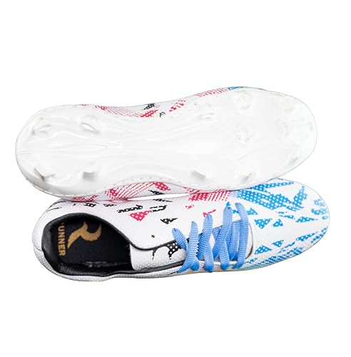 حذاء رياضي لكرة القدم ستارز وترتان للجنسين من Runner (ستارز, White / Blue, 33)