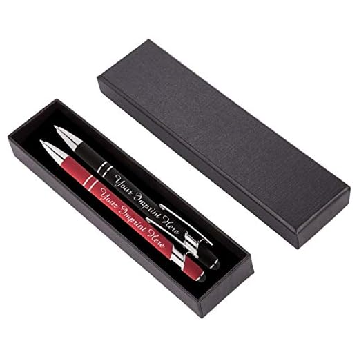 Express Pencils™ - Personalized Pens Gift Set - 2 Pack of Soft Touch Metal Pens w/gift box - Luxury Ballpoint Pen Custom Engraved with Name, Logo or Message | Perfect for Him or Her (Black - Red)