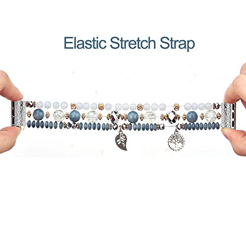 V-Moro Beaded Bracelet Compatible With Apple Watch Band 40Mm/38Mm/41Mm Series 8/7/6/Se/5/4 Women Fancy Dressy Handmade Elastic Stretchy Watch Strap Iwatch Bands Replacement Wristband Series 3/2/1(Gray) #TOP2