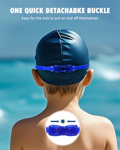 Image of aegend Kids Swim Goggles, Pack of 2 Swimming Goggles for Children Boys & Girls Age 3-9, Silicone Nose Bridge, Clear Vision, Easy-Adjustable Strap, UV Protection, Anti-Fog, No Leaking, Aqua & Blue