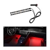 Sylvil Car LED Strip Light, 24 LEDs RGB Neon Interior Atmosphere Lights, 12V Under Dash Ambient Night Light, Cigarette Lighter Auto Interior Decorative Lamp, Car Accessories (Red)