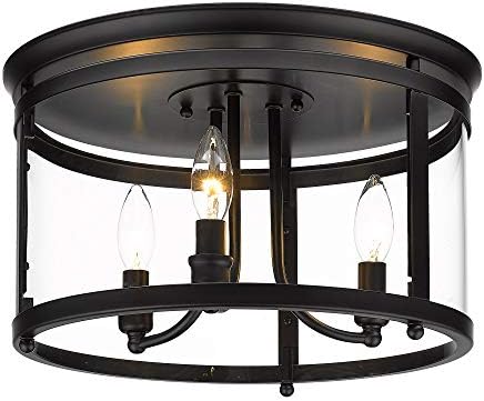 Golden Lighting Payton Flush Mount Matte Black with Clear Glass
