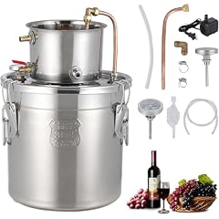 GarveeTech Alcohol Distiller - 13Gal Spirits Kit w/Circulating Pump, Copper Tube & Built-In Thermometer for Diy Whisky Wine Brandy
