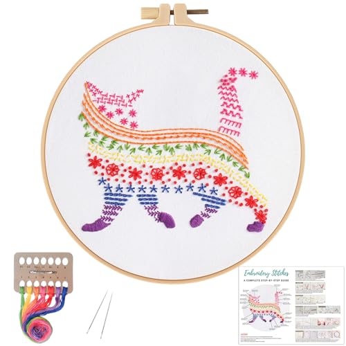 Image of Louise Maelys Cute Cat Embroidery Kit for Beginners Creative Set | Complete Set with Cross Stitch Kits for Adults to Explore DIY Crafts. Needlepoint Kit for Handmade Gifts and Creative Hobbies