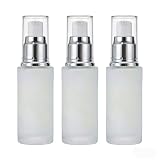 3 Stück 30 ml nachfüllbare matte Glas-Pumpflaschen Reisegröße Kosmetikbehälter für Lotion, Creme, Serum, Toilettenartikel, auslaufsicher, Mini-Spenderflaschen