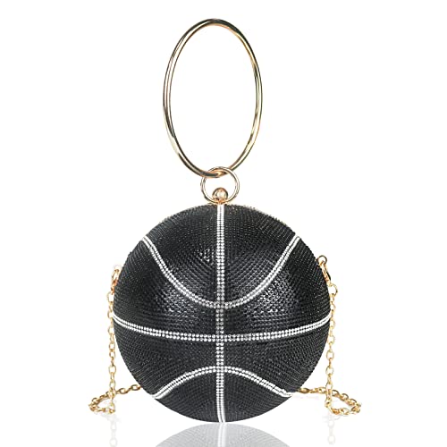 Image of Football Purse Rhinestone Sparkly Glitter Clutch Purses Women Bling Evening Bag Crystal Rugby Ball Shaped Novelty for Party