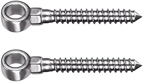 Insaga 304 Stainless Steel Gate Hinges for Wooden Fences Heavy Duty, One-Piece Molding Screw Eye Hook for Wooden Farm Gate Hinge Bolts, Eye Hinges with Hole Dia 5/8'' to Adjust Gate Sag (Set of 2)