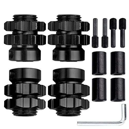 Aluminum 17Mm Splined Wheel Hubs/Nuts Adapters For Traxxas E-Revo E-Maxx Summit, Set Of 4 (Black) #TOP12