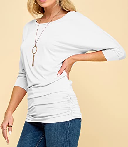 Made By Johnny Mbj Wt822 Womens 3/4 Sleeve With Drape Top Xxl White #TOP3