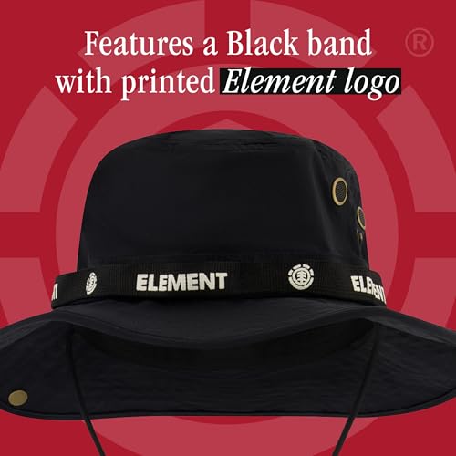 Chapeau de soleil pliable packable Concept One Element, bob noir à larges bords