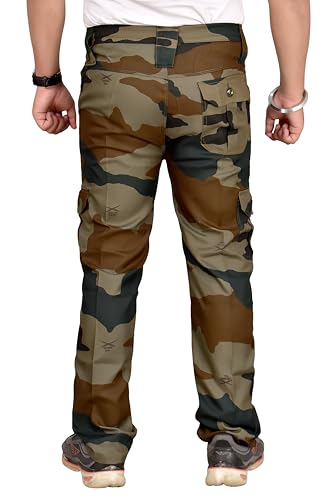 Image of Men's Camouflage Army Military Print Cargo Pants, Straight Fit Casual Trousers, Regular Slim Fit with Five Pockets