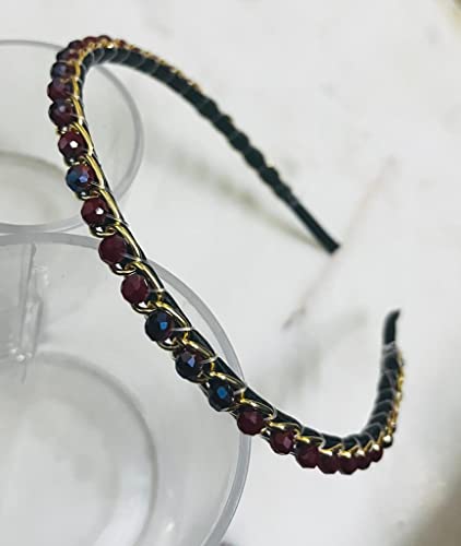 Image of Sleek Chain with 2 Tone Maroon Plastic Fancy Party Wedding Hairband For Girls and Women |Embellished hairband |Hair accessories for women stylish