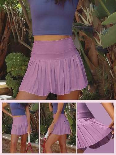 Fanseler Saia rodada feminina plissada tênis com shorts de golfe atlética controle de barriga com bo