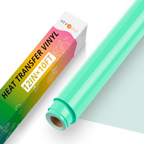 Image of HTVRONT Heat Transfer Vinyl-12 x 10FT Mint Green Iron on Vinyl for T-Shirts, HTV Vinyl Roll for All Cutting Machines & Heat Press Machine- Easy to Cut & Weed Vinyl Heat Transfer (Mint Green)