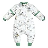 WYTbaby Schlafsack mit Füßen 2.5 Tog 100% Baumwolle Winterschlafsack mit Abnehmbare Ärmel Warm Babyschlafsack für Kleinkind Jungen Mädchen 1-2 Jahre