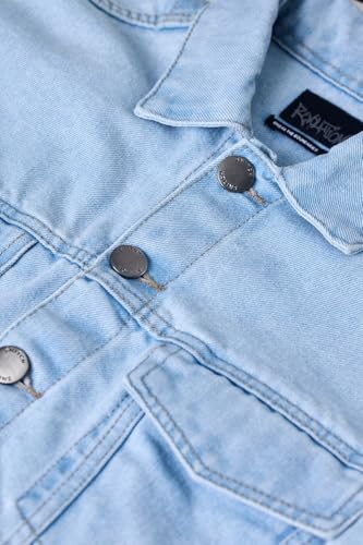 Image of SNITCH Revolution Light Blue Cropped Printed Denim Jacket