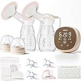 NCVI Double Electric Breast Pump 8116, Portable Breast Mlik Pump, Mode/Suction/Speed Adjustable Breastfeeding Pump, 4400mAh Rechargeable Battery, 21/24/28/32mm Flanges