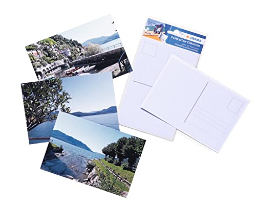 HERMA 7758 Adressaufkleber für Postkarten A6 quer, 10 Stück, selbstklebend, Postkarten Aufkleber zur Handbeschriftung, blanko Postkarten Etiketten, blickdicht Paket Versandetiketten, weiß