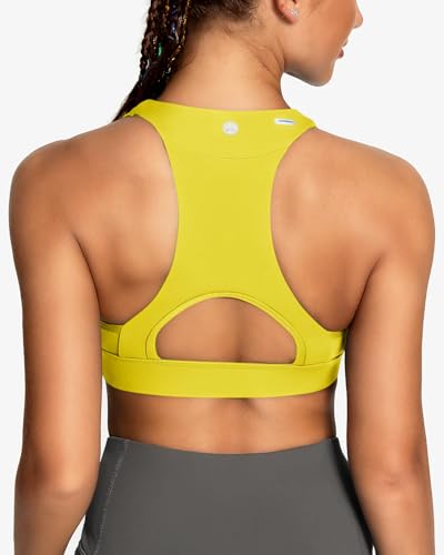 Image of QUEENIEKE BareFlow Women's Sports Bras with Phone Pocket Medium Impact Padded Racerback Workout Gym Crop Top Running Yoga Bra