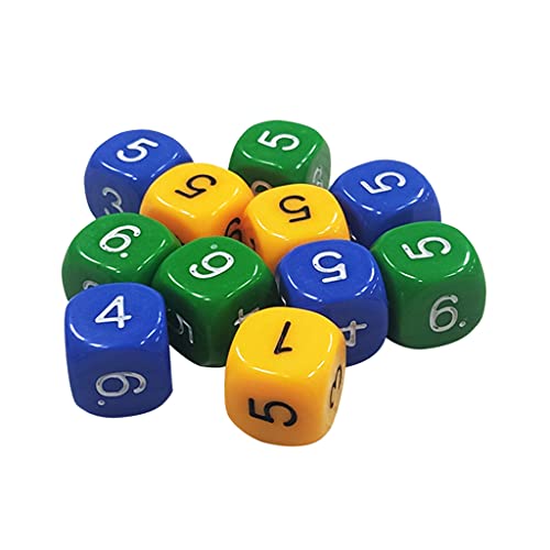 MONLEYTA 10 pièces 16mm Couleur numérique dés 6 Faces Acrylique dés Enfants Puzzle dés Jouet Jeu de société KTV Barre dés Cover