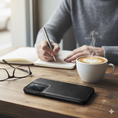 Image of Leather Case for OnePlus 10R Premium Protective Stylish Slim Cover with Shockproof Raised Edges Black