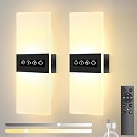 XLERDZSW Set Da 2 Applique LED A Batteria – Nero, Telecomando, Dimmabile 3000K-6000K E Rotazione 350°