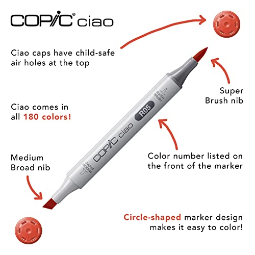 Image of Copic Marker Ciao Markers 6 /Pkg-Brights, Fine, Multi-Coloured