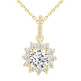 CPSLOVE Damen Mädchen Halskette 925 Silber Sonnenblume Zirkonia Ketten Anhänger Elegante Geschenke funkelnden Zirkonia Party Schmuck Hochzeit Halskette, Gold