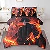Erosebridal Anime Boy Twin Comforter Set 7 Piece,Japanese Anime Bedding Set with Sheets for Boys Teen Kids,Gaming Gamer Bed Set with Fitted Sheet,Flat Sheet,Pillowcases,Throw Pillow Covers