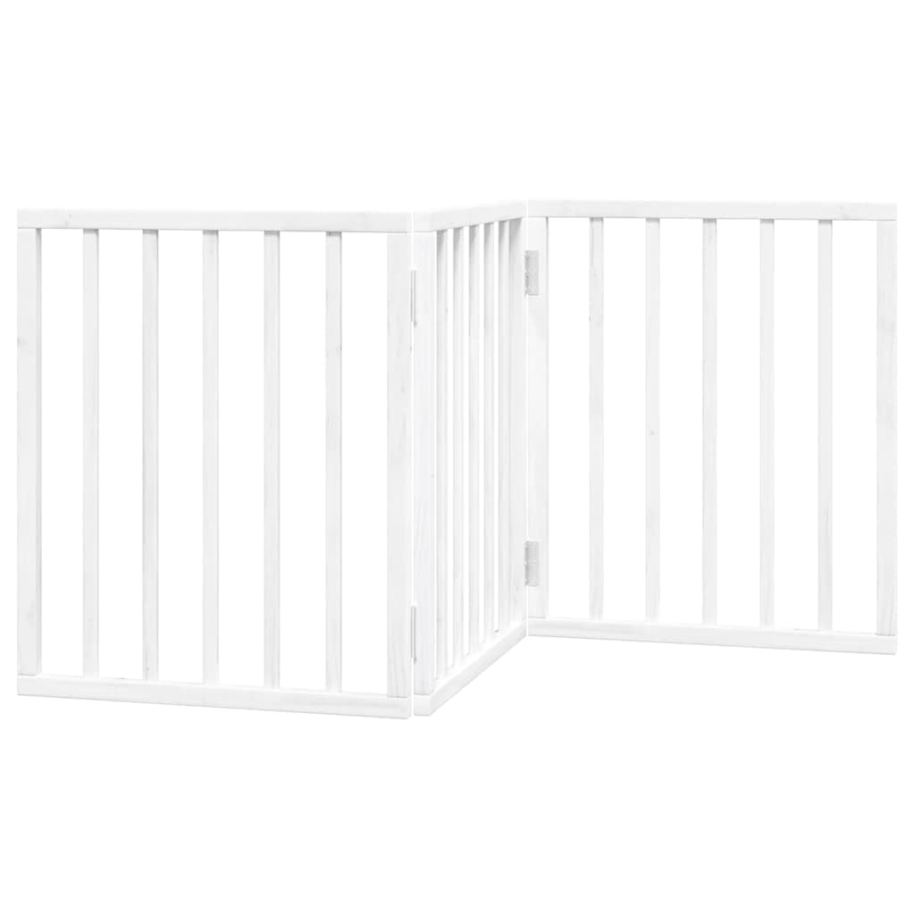 3-TLG. faltbares Hundetor aus Pappelholz, weiß 150 cm, Haustiergitter ohne Bohren montierbar, platzsparend zusammenfaltbar für Wohnzimmer, Küche und Treppe