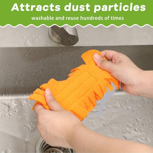 Image of Zubebe 12 Pcs Reusable Duster Refills Fleece,Orange | Soft Polyester Fiber Flat Duster Refill Multi Surface Washable Cleaning Pad Tools for Home, Blinds, Car, Pet, Furniture, Fans