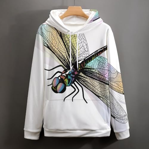 Sweat à capuche libellule UMENG pull unisexe taille S - 4