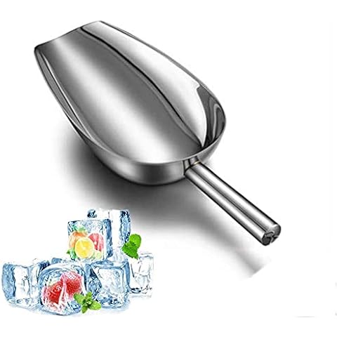 NINGVIHE Ice Scoop,12OZ Ice Scoop For Multi-Purpose Use,Stainless Steel Metal Food Scoop Kitchen Restaurant Bar Party Wedding Ice Machine Heavy Duty, Scoops for Household Purposes,Silver(B) Cover