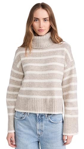 Z SUPPLY Women's Josephine Stripe Sweater, Heather Taupe, L at