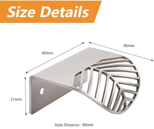 MOROBOR Stainless Steel Finger Edge Pull, 2pcs Leaf Shaped Cabinet Handles - Image 2