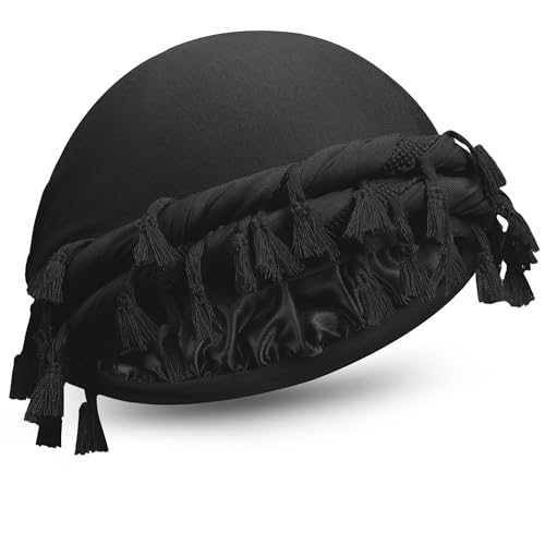 Odtrzi Turban for Men Adjustable Halo Silk Satin Lined Cap for Women Durag Twist Head Wraps Hat Elastic Pre Tie Beniee B