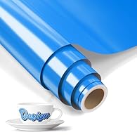 Likcut Permanent Vinyl: 12" x 6ft glossy blue permanent vinyl roll, suitable for smooth, solid surfaces, can be used for indoor and outdoor decoration. This adhesive vinyl color is always bright and vivid, has a longer service life and higher adhesiv...