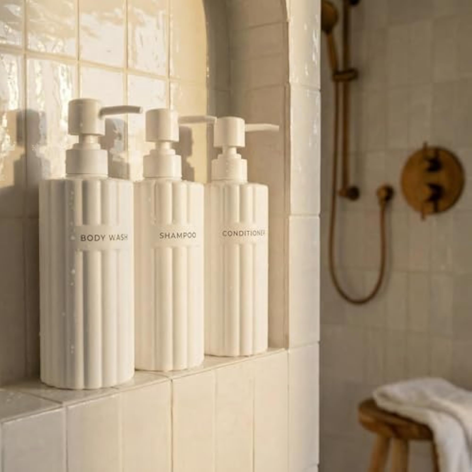 Stylish Shampoo & Conditioner Dispenser Set of 3