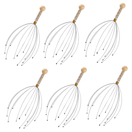 Anneome Masajeadores De Cuero Cabelludo De Acero 6 Piezas Multifunción Diseño Ergonómico Para Relajación En Casa y Oficina Uso Personal