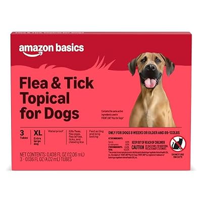 Amazon Basics Flea and Tick Topical Treatment and Prevention for Extra Large Dogs (89-132 lbs), Fast Acting and Long Lasting, 3 Count, Packaging May Vary
