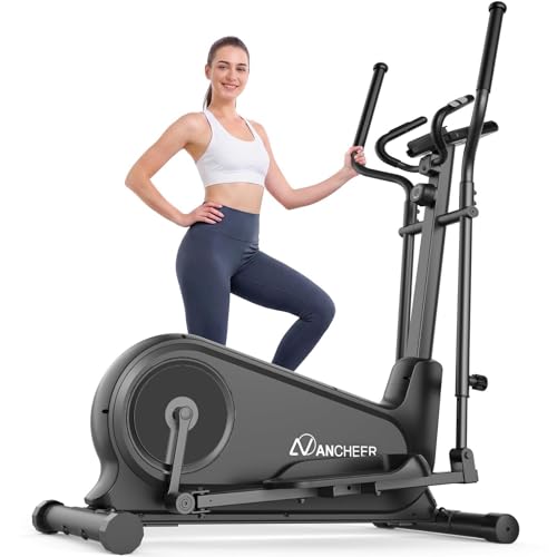 ANCHEER Elliptical Exercise Machine, Folding Elliptical Trainer for Home Gym, Exercise Equipment 550Lbs Max Weight, Ultra-Silent Foldable Elliptical Machine, 16 Resistance Levels & Pulse Rate Grips