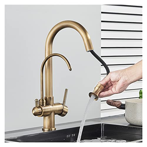 Filtre à eau de cuisine robinet extractible double poignée chrome - 5